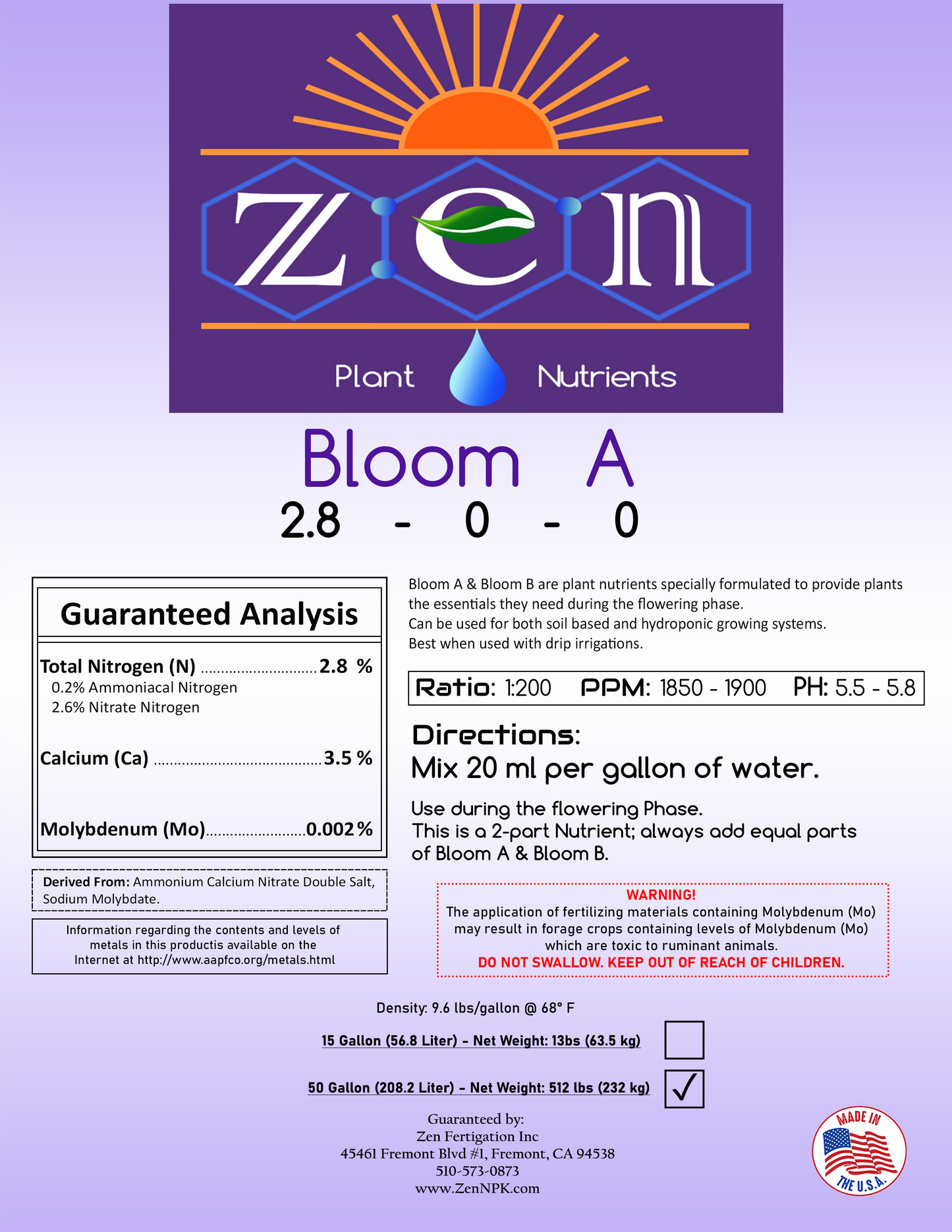 Zen Bloom A 50 gallon