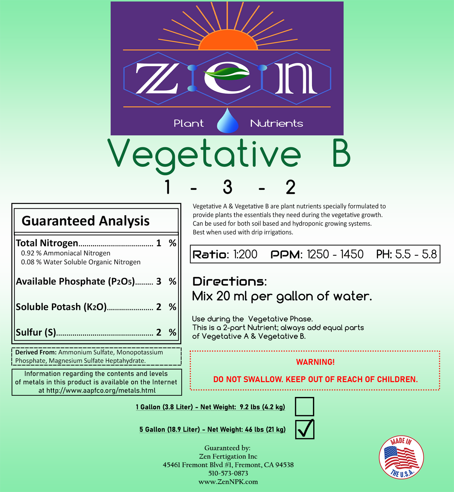 Zen Vegetative B 5 gallon