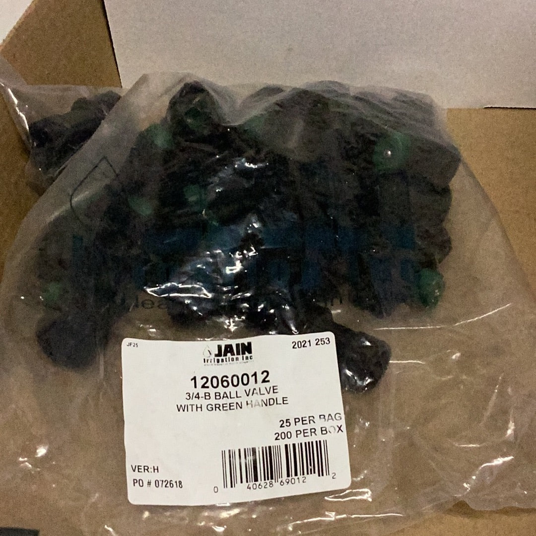 3/4" B-BALL VALVE W/ GREEN HANDLE