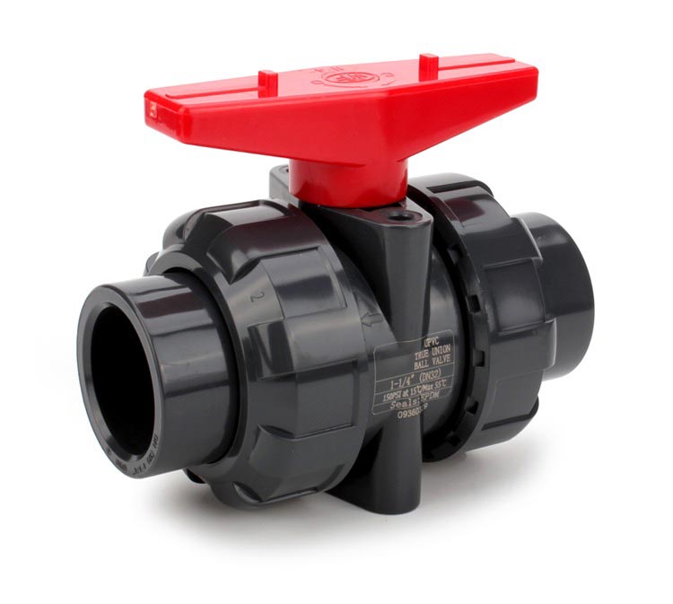 PVC SCH 80 TRUE UNION BALL VALVE 1-1/2" SS AQUAGATION